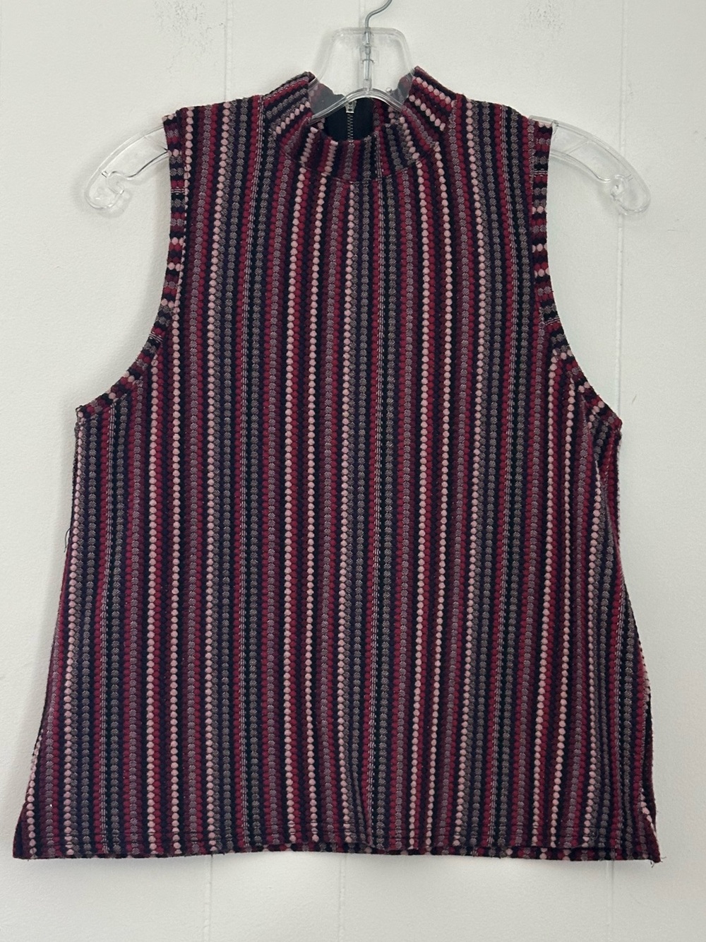 Anthropologie Ribbed Mock Neck Sleeveless Top - Pink & Black Small